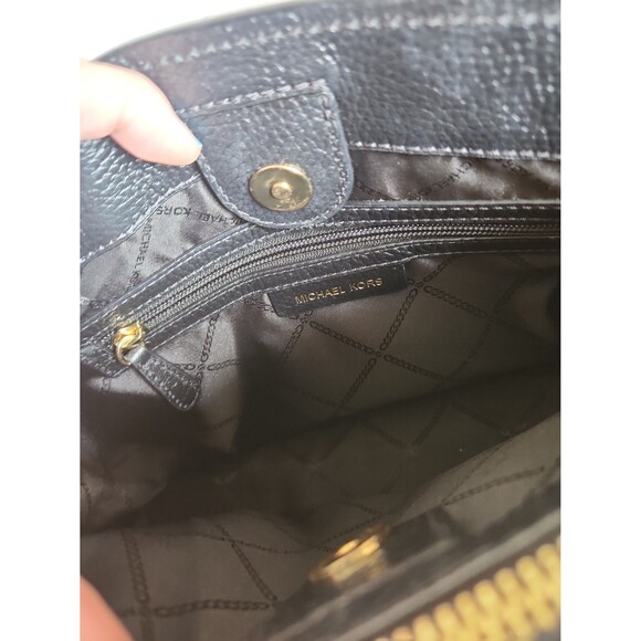 Michael Kors "Marilyn" Black Pebbled Leather Tote Bag - Picture 10 of 12
